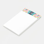 Blauw Stippen Monogram Post It Notitieblok Post-it® Notes (Schuin)