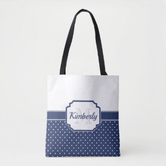 Blauw Stippen Patroon Tote Bag