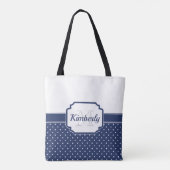 Blauw Stippen Patroon Tote Bag (Achterkant)
