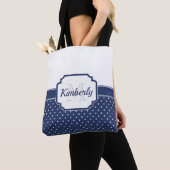 Blauw Stippen Patroon Tote Bag (Dichtbij)
