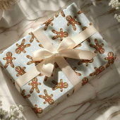 Blauw Stippenmannetje van Gemberkoek Kerst Cadeaupapier