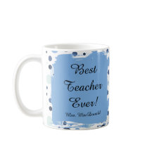 Blauw stippenpatroon beste leraar ooit cadeau