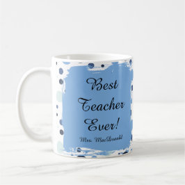 Blauw stippenpatroon beste leraar ooit cadeau koffiemok