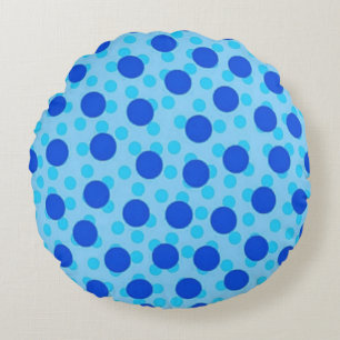 Blauw Stippenpatroon Rond Kussen