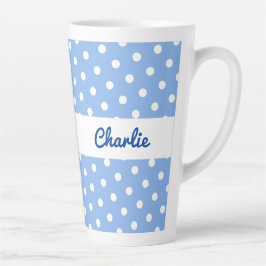 Blauw Stippenpatroon Stijlvolle Aangepaste Naam Mo Latte Mok