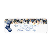 Blauw Stocking Kerstmis Garland Etiket (Voorkant)