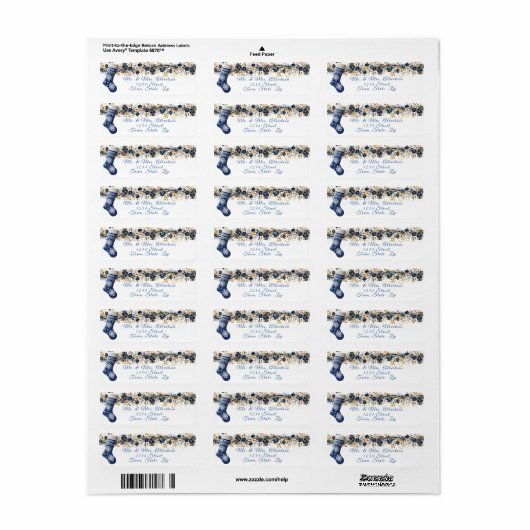 Blauw Stocking Kerstmis Garland Etiket (Full Sheet)