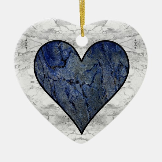 Blauw Stone Marmeren Patroon Keramisch Ornament (Voorkant)
