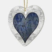 Blauw Stone Marmeren Patroon Keramisch Ornament (Links)