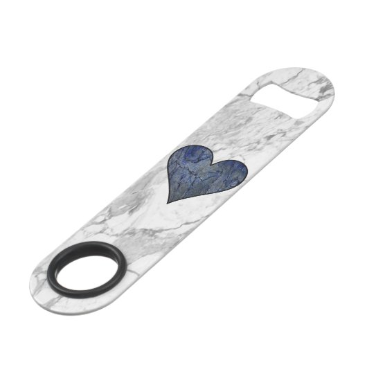 Blauw Stone Marmeren Patroon Speed Flessenopener (Voorkant Gekanteld)