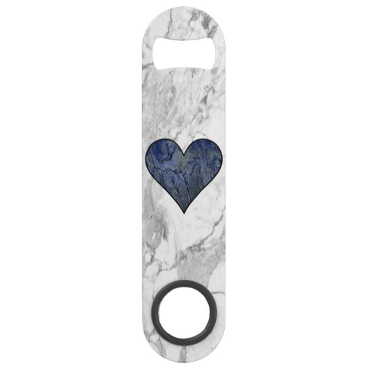 Blauw Stone Marmeren Patroon Speed Flessenopener (Voorkant)