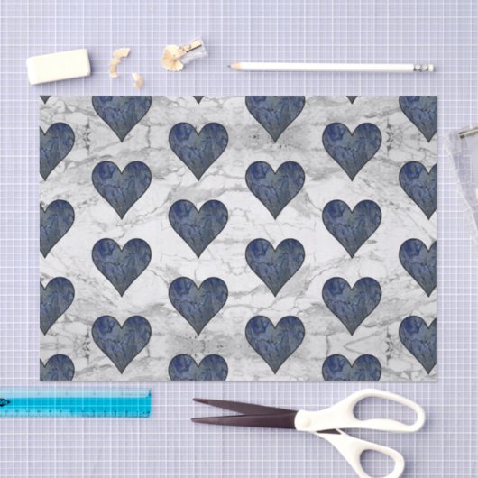 Blauw Stone Marmeren Patroon Tissuepapier (Craft)