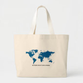 Blauw stopt nooit met het verkennen van Wereldkaar Grote Tote Bag (Voorkant)