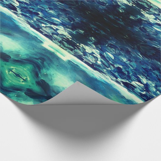 Blauw Storm Abstracte kunst Cadeaupapier (Hoek)