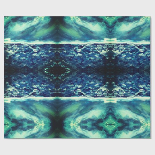 Blauw Storm Abstracte kunst Cadeaupapier (Vlak)