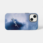 Blauw straalvliegtuig in de lucht Piloot Luchtvaar iPhone Hoesje (Achterkant horizontaal)