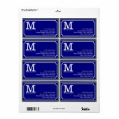 blauw straatnaambord met monogram etiket (Full Sheet)