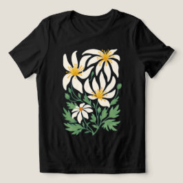 Blauw stralende dames abstracte bloemen T-shirt