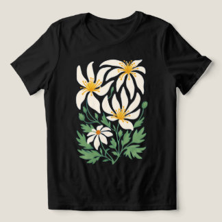 Blauw stralende dames abstracte bloemen T-shirt