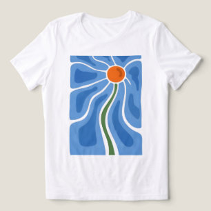 Blauw stralende dames abstracte bloemen T-shirt