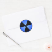 Blauw stralingssymbool ronde sticker (Envelop)