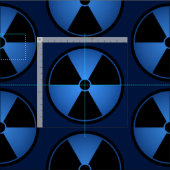 Blauw stralingssymbool stof (Delen)