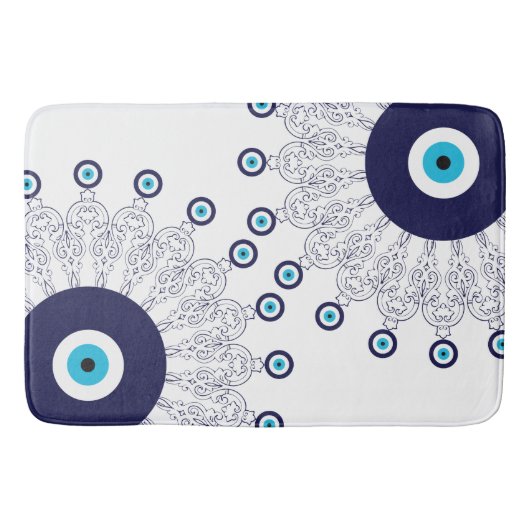 Blauw strand Boho Evil Eye Mandala Patroon Badkame Badmat (Voorkant)