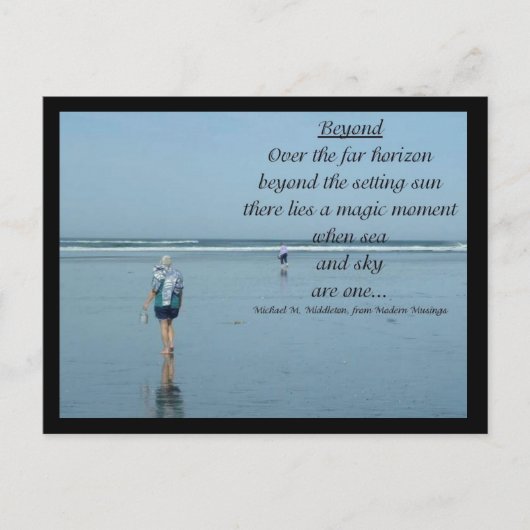 Blauw strand briefkaart (Voorkant)
