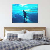 Blauw strand canvas afdruk (Insitu (Slaapkamer))