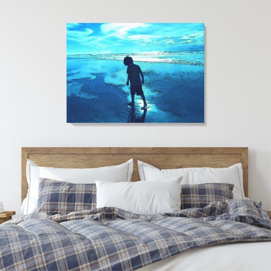 Blauw strand canvas afdruk (Insitu (Slaapkamer))