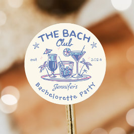 Blauw Strand Cocktail Bachelorette Weekend Ronde Sticker