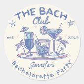 Blauw strand cocktail vrijgezellenfeest ronde sticker (Voorkant)