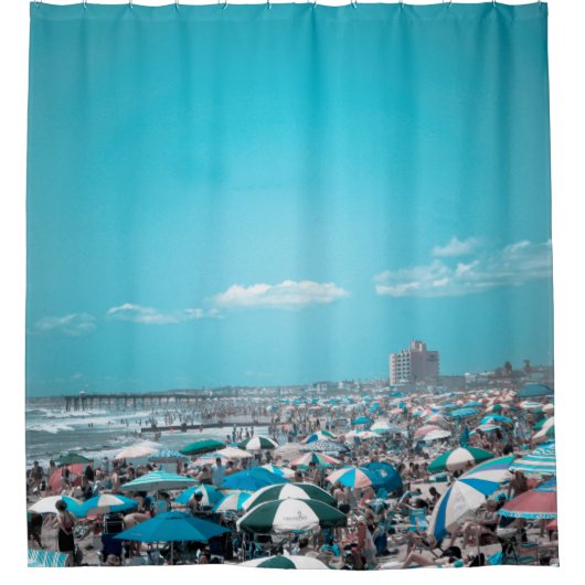 Blauw strand douchegordijn (Voorkant)