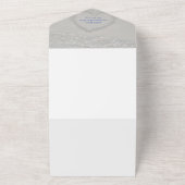 Blauw Strand Hart QR Code Bruiloft All In One Uitnodiging (Buitenkant)