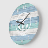 Blauw strand houten scheepsstrips en anker grote C Klok (Hoek)