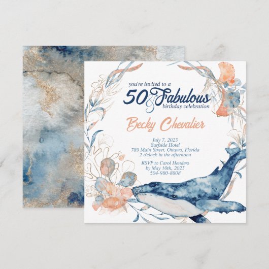 Blauw strand oceaan zee vijftig en fantastische ve kaart (Voorkant / Achterkant)