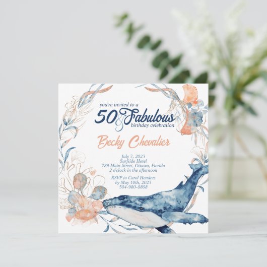 Blauw strand oceaan zee vijftig en fantastische ve kaart (Staand voorkant)