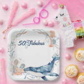 Blauw strand oceaan zee vijftig en fantastische ve papieren bordje (Feest)