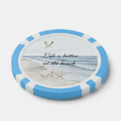 Blauw Strand Oceaan Zeester Zee Vogels Poker Chips (Enkel)