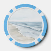 Blauw Strand Oceaan Zeester Zee Vogels Poker Chips (Achterkant)