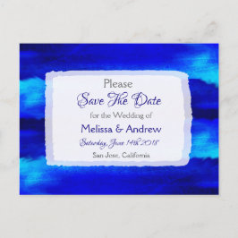 Blauw strand oceaanthema trouwkaart save the date aankondigingskaart