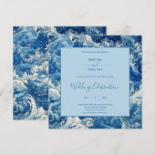 Blauw strand op de zee die de zee overspoelt kaart (Voorkant / Achterkant)