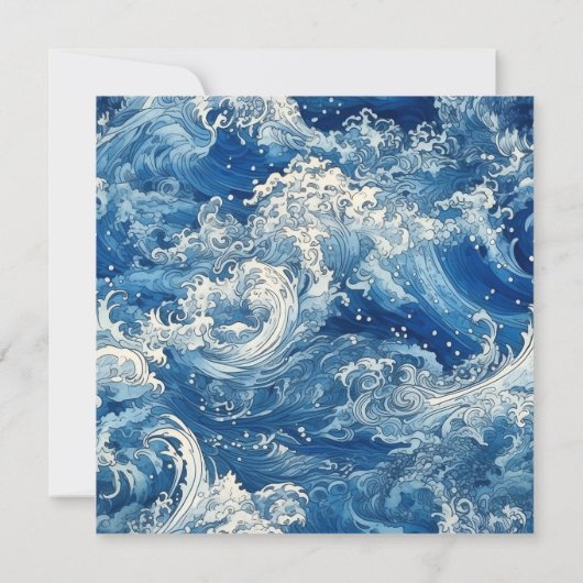 Blauw strand op de zee die de zee overspoelt kaart (Achterkant)