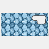 Blauw Strand Schelp Patroon Samsung Galaxy Hoesje (Achterkant horizontaal)