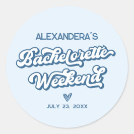 Blauw strand vrijgezellenfeest cadeautje ronde sticker