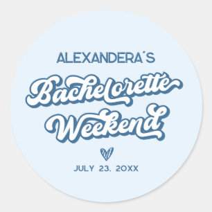 Blauw strand vrijgezellenfeest cadeautje ronde sticker