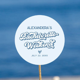 Blauw strand vrijgezellenfeestje cadeautje ronde sticker