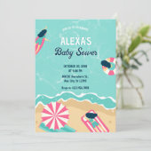 Blauw strand zomerfeest surfing baby shower kaart (Staand voorkant)