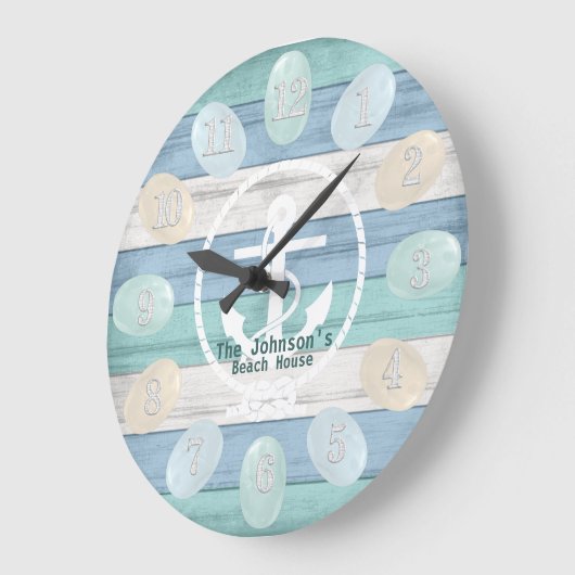 Blauw Strandhout Zeeglas & Anker Grote Klok (Hoek)