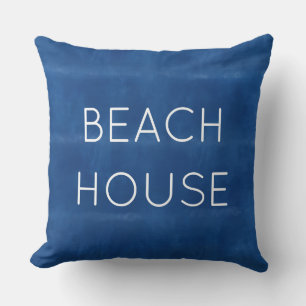 Blauw strandhuis kussen